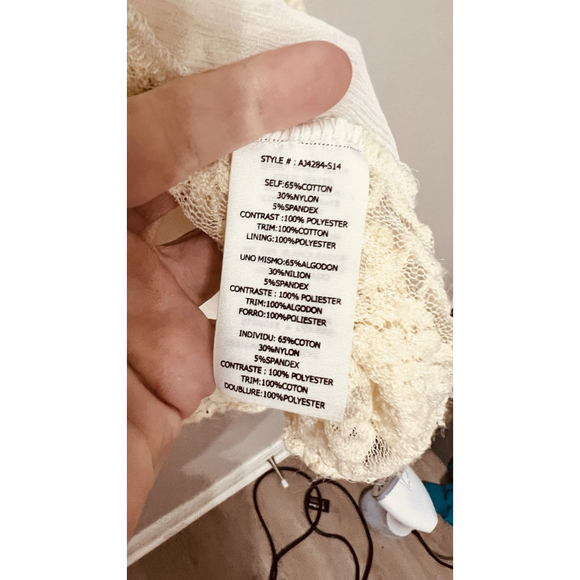 A'reve Cream L Sheer Lace Crochet Trim Gauzy Fairy Whimsical Romantic Floral - Picture 7 of 16